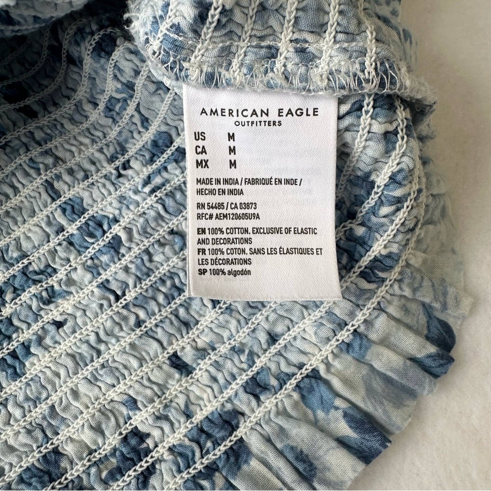 American Eagle Off The Shoulder Boho Floral Crop Top Lace Ruffle Cotton Size M - Picture 9 of 11